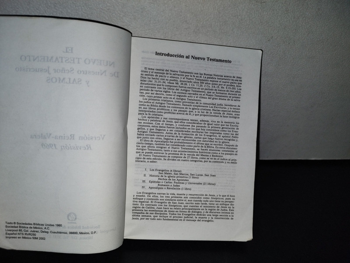 78- Nuevo Testamento Y Salmos. Verión Reina-Valera. Revisión 1960. Sociedad Bíblica De México, A. C. - 2002