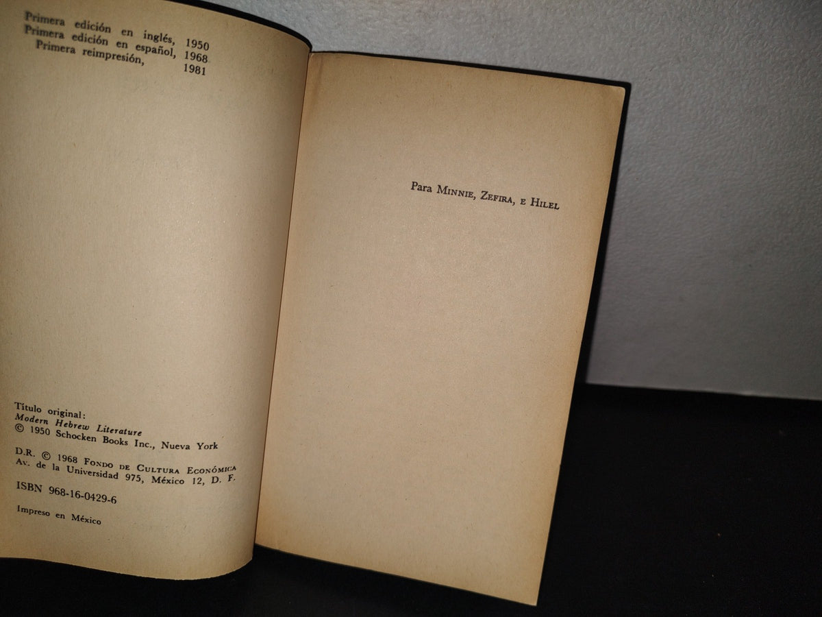 173- Literatura Hebrea Moderna - Simon Halkin - - Fondo De Cultura Económica, México, 1981
