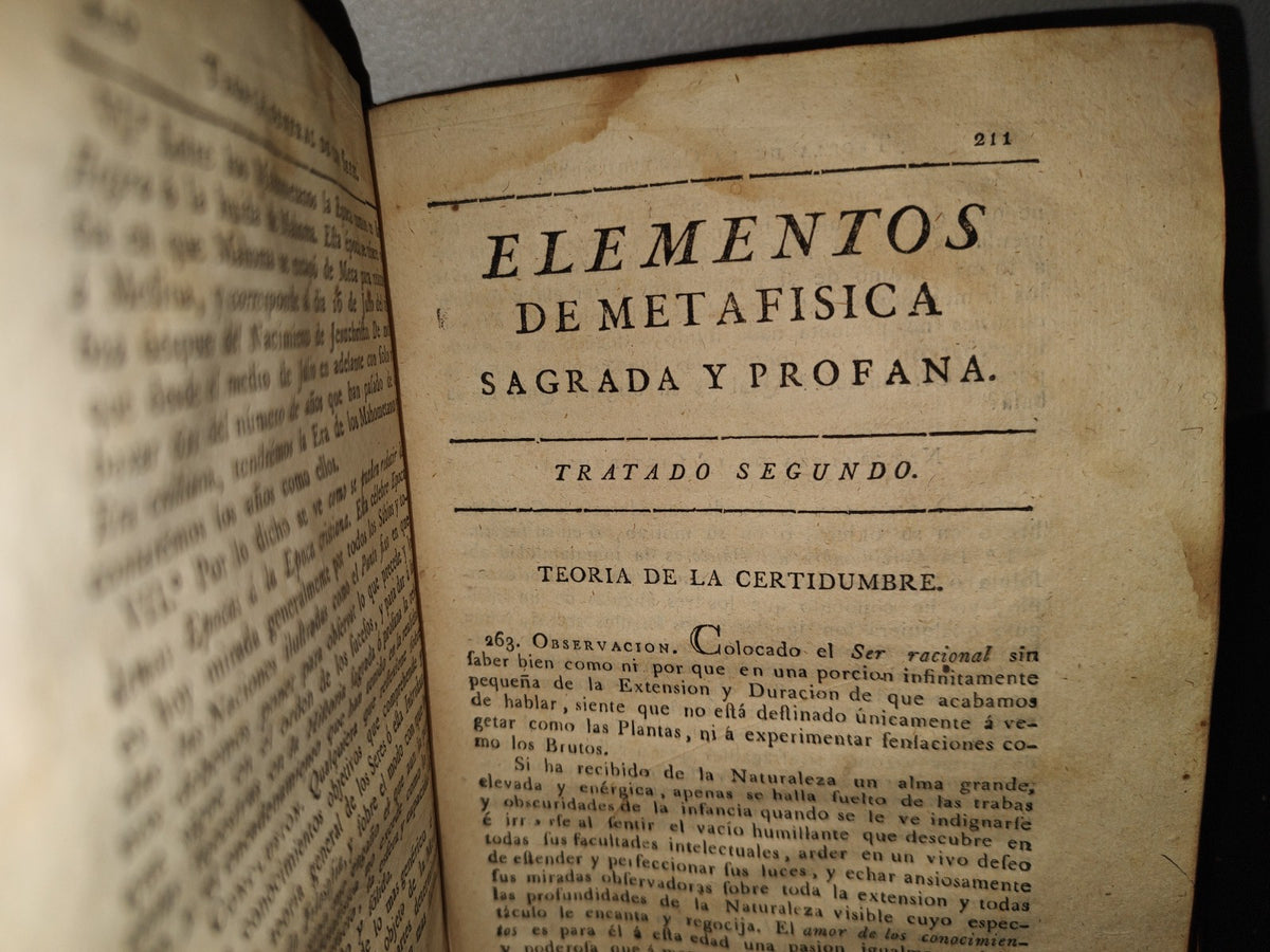 59- Elementos De Filosofía, Tomo III Elementos De Metafísica Sagrada Y Profana. Abate Paras Fanjas 1797