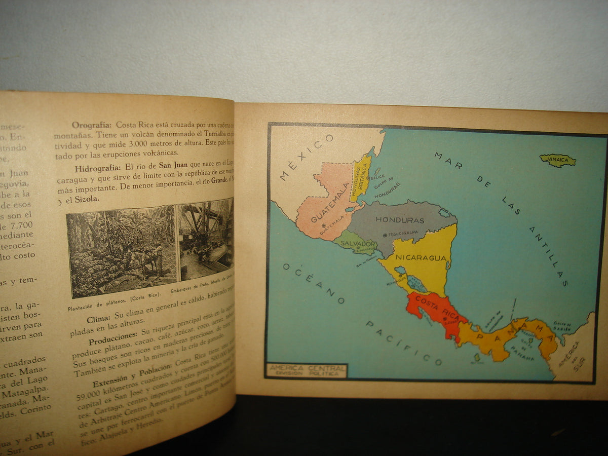 20- Antiguo Libro De Geografía. Continente Americano, Geografía Elemental -José Mateo Rodríguez 1938