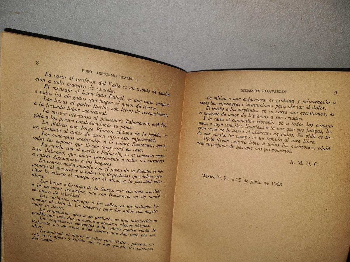 100- Mensajes Saludables - Pbro. Jerónimo Ugalde G. - México, D. F. 1965 - Firmado