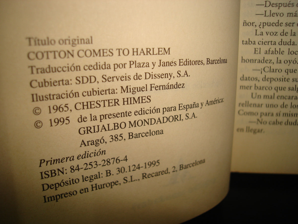 34- Algodón En Harlem - Chester Himes - Grijalbo Mondadori, S. A. - Primera Edición 1995