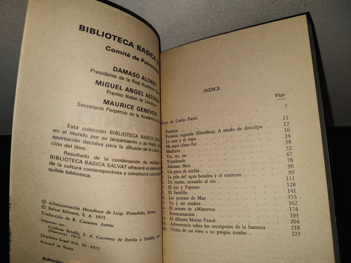 145- El Difunto Matías Pascal - Luigi Pirandello - Biblioteca Básica Salvat - 1971