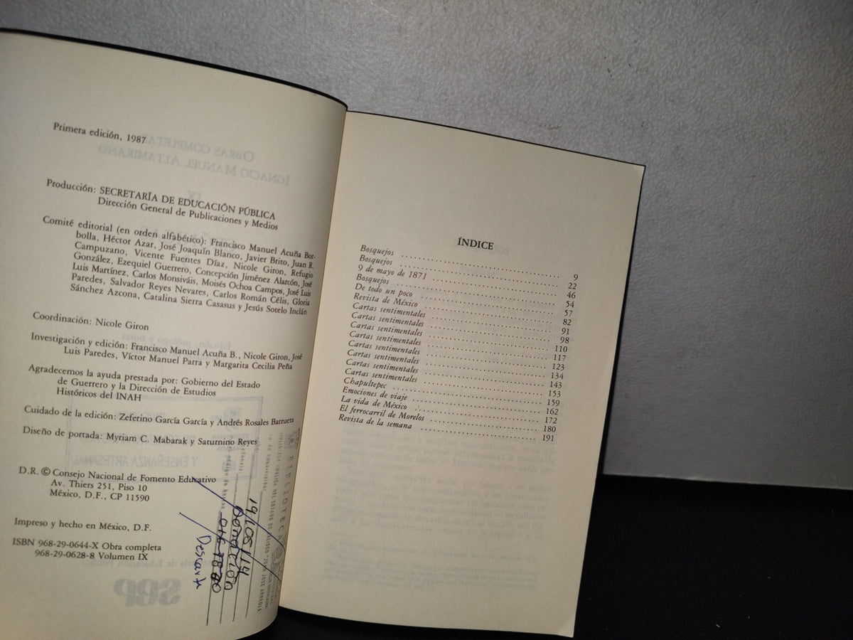 92- Obras Completas Ix. Crónicas, Tomo 3. Ignacio Manuel Altamirano. Sep - Primera Edición 1987