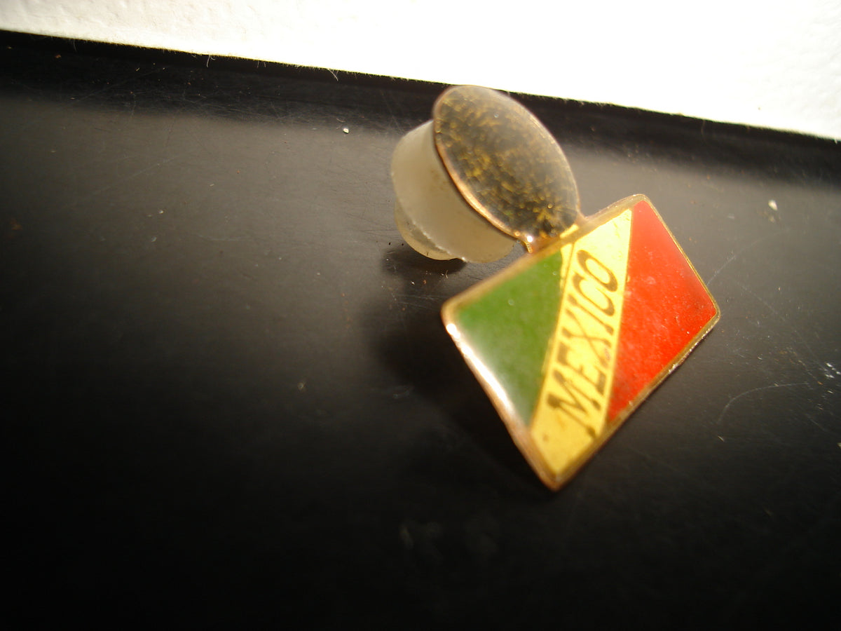 A2- Antiguo Pin De Bandera De México Con Calendario Azteca, Años 70'S