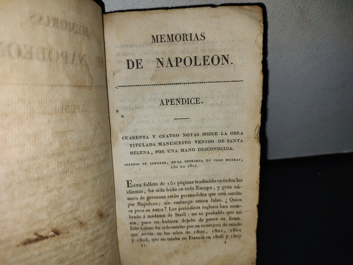 60- Memorias De Napoleón. Escritas Por Él Mismo En Santa Helena. Tomo Sexto - 1825