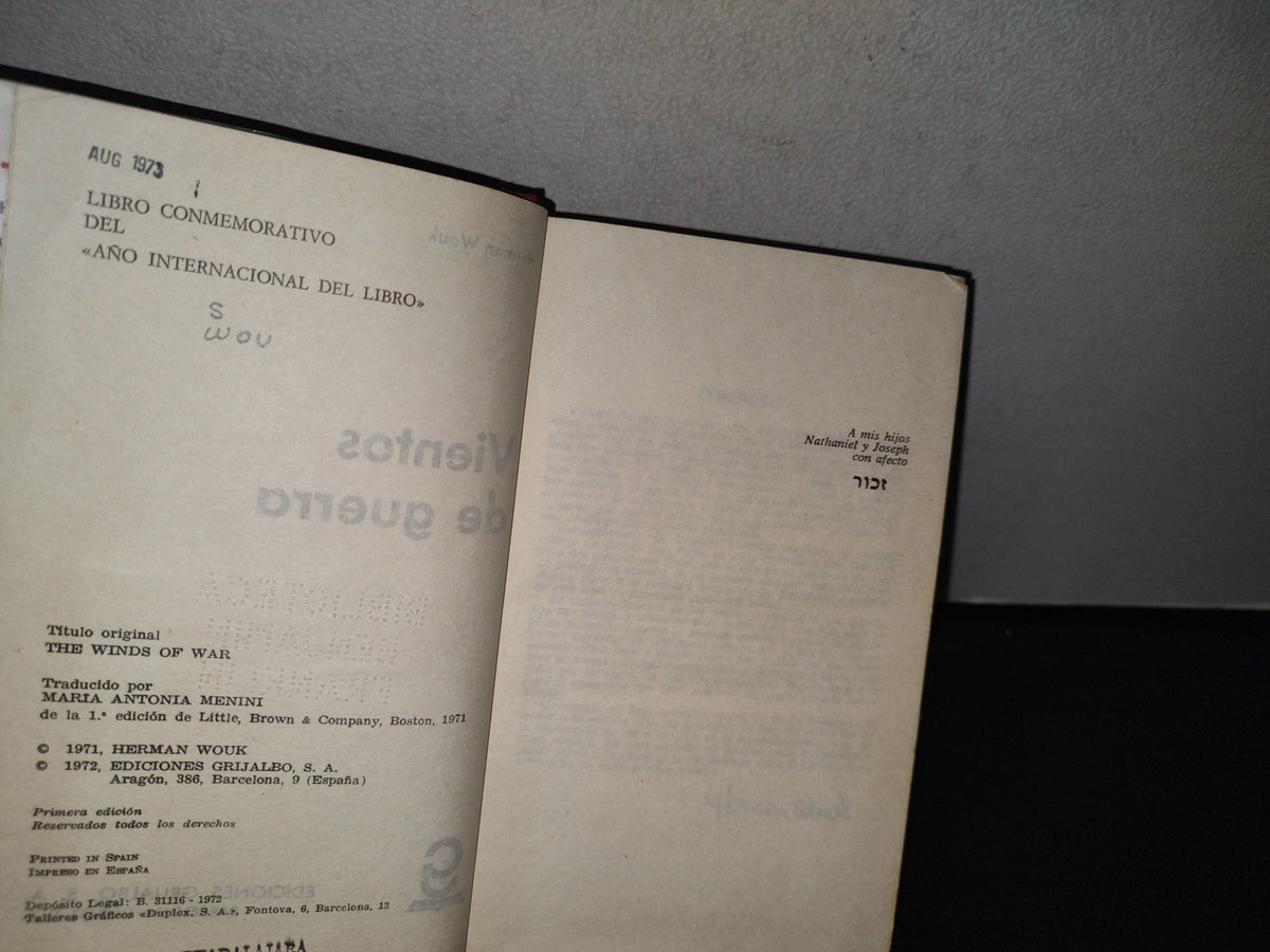 90- Vientos De Guerra - Herman Wouk - Primera Edición 1972