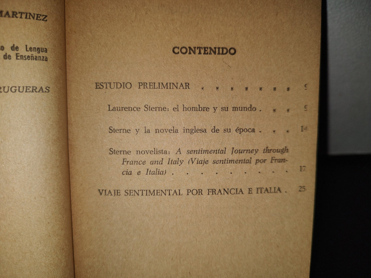 188- Viaje Sentimental - Laurence Sterne - Editorial Bruguera - Primera Edición 1967