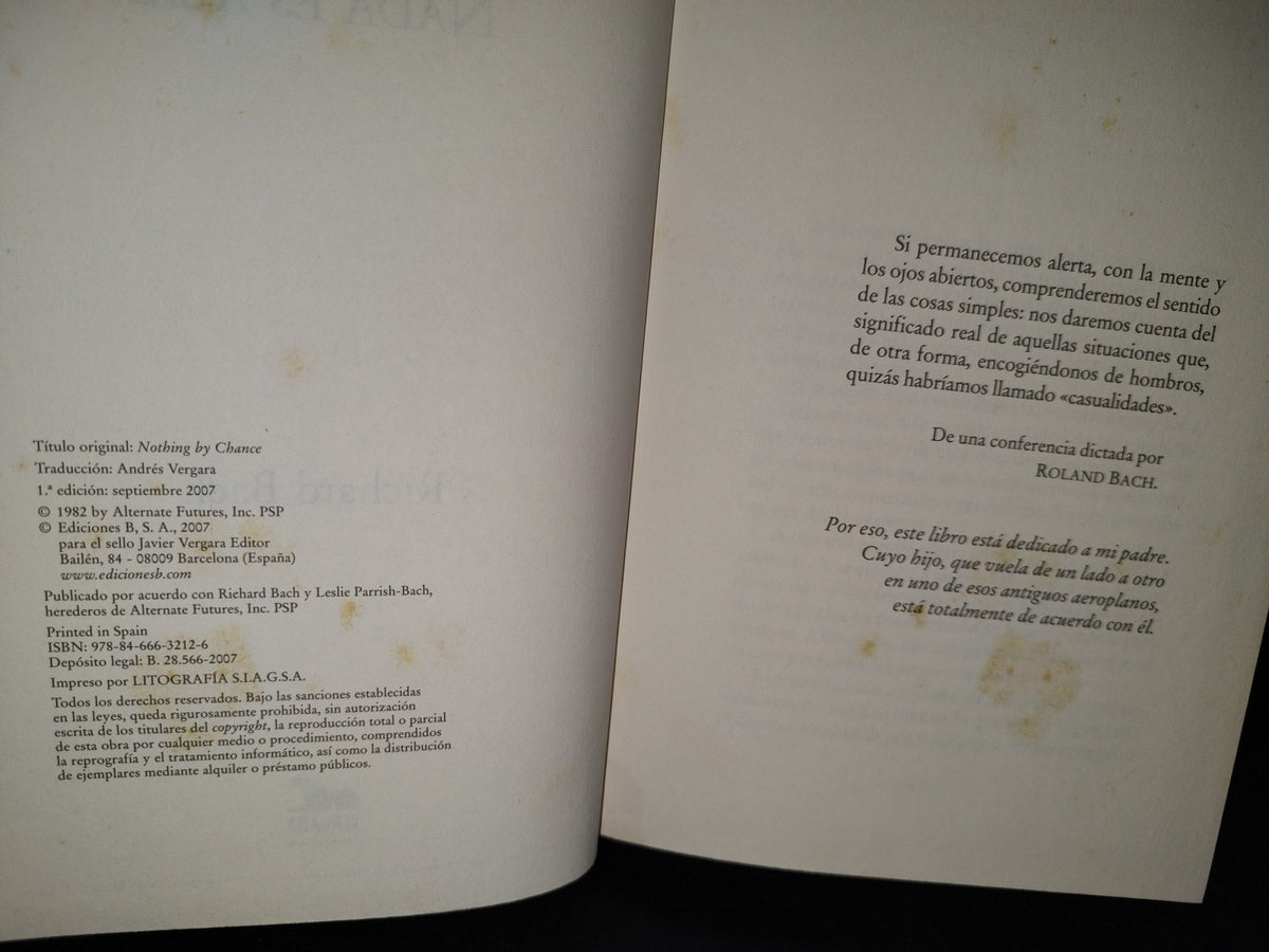 54- Nada Es Azar - Richard Bach - Primera Edición 2007