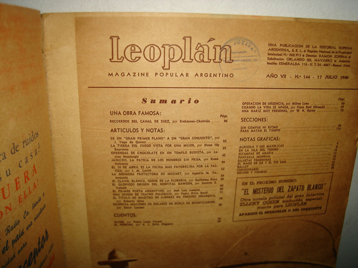 7- Revista Leoplán. Magazine Popular Argentino. Recuerdos Del Canal De Suez. 17 Julio 1940