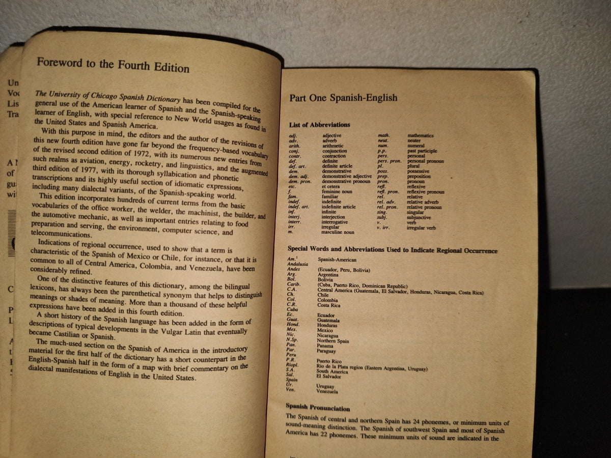 201- Universidad De Chicago Diccionario Inglés-Español Espaol-Inglés. First Pocket Books, 1987