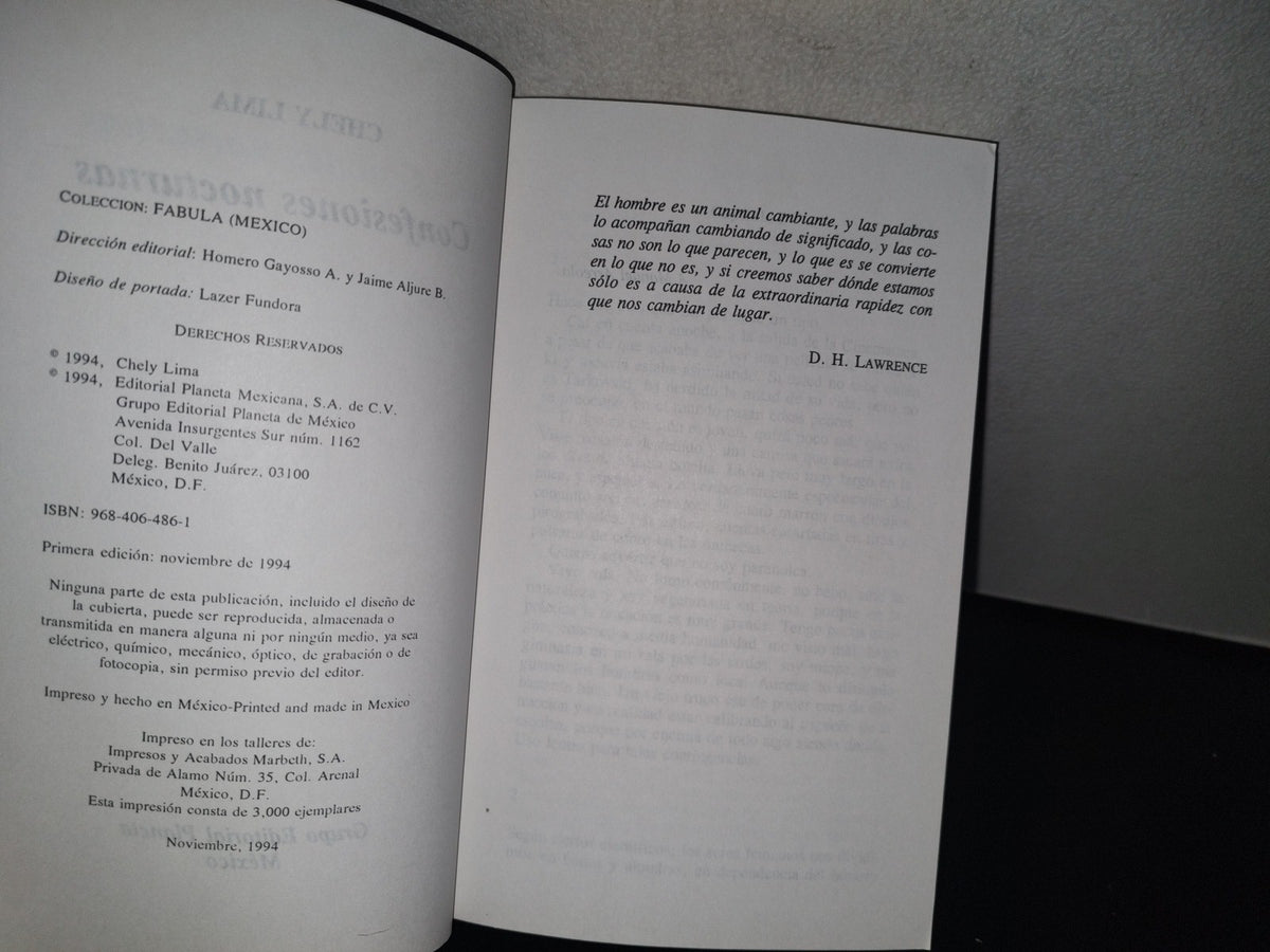 80- Confesiones Nocturnas. Revelador Testimonio Sobre Los Conflictos Generacionales En La Habana De Este Fin De Siglo - Chely Lima - Grupo Editorial Planeta, Primera Edición: Noviembre De 1994