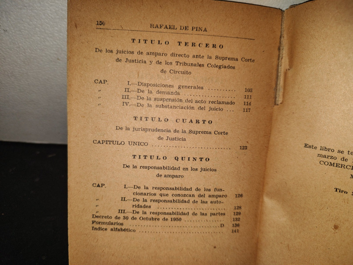 199- Ley De Amparo - Rafael De Pina - Ediciones Cicerón, S. A., 1958