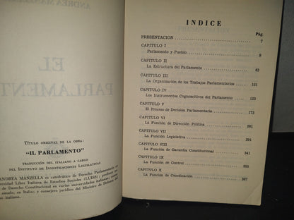 34- El Parlamento - Andrea Manzella - Instituto De Investigaciones Legislativas, México, 1987