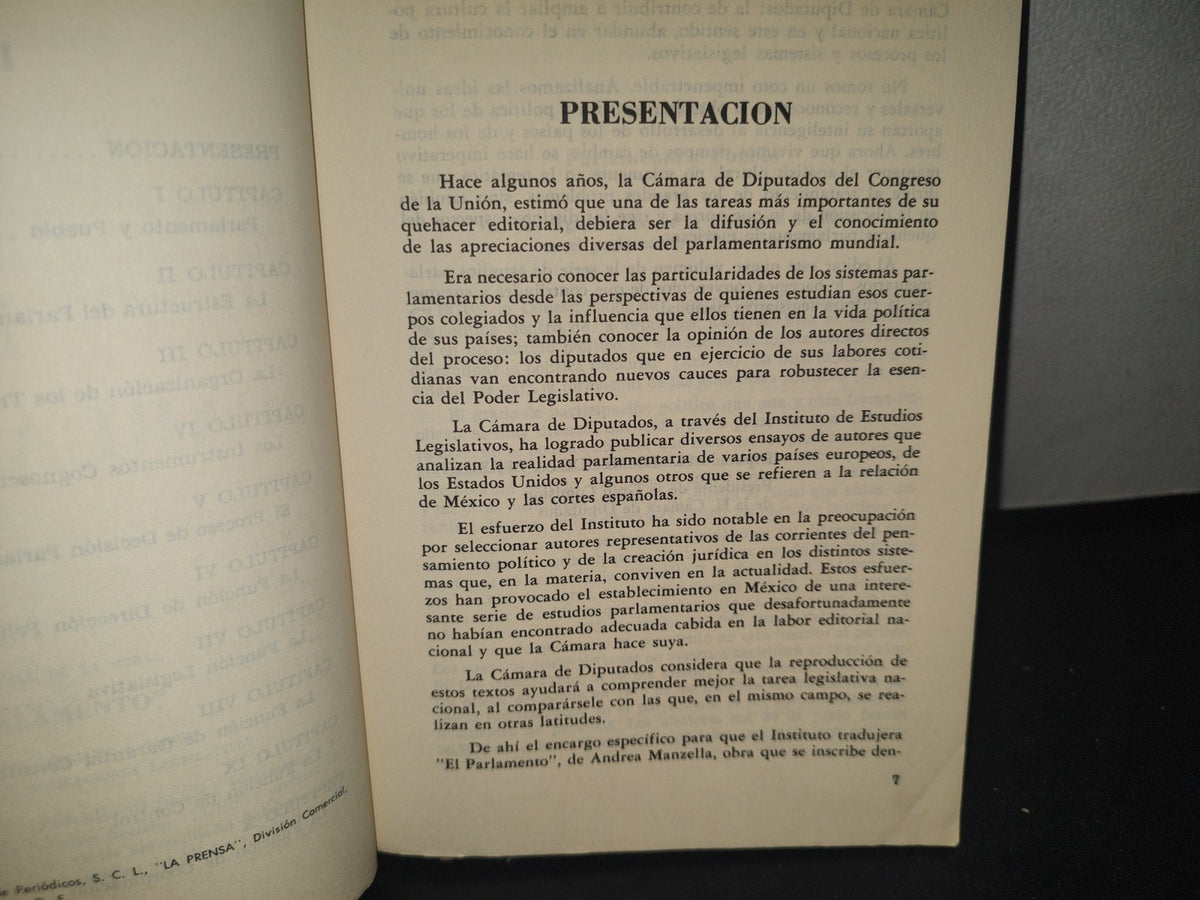 34- El Parlamento - Andrea Manzella - Instituto De Investigaciones Legislativas, México, 1987