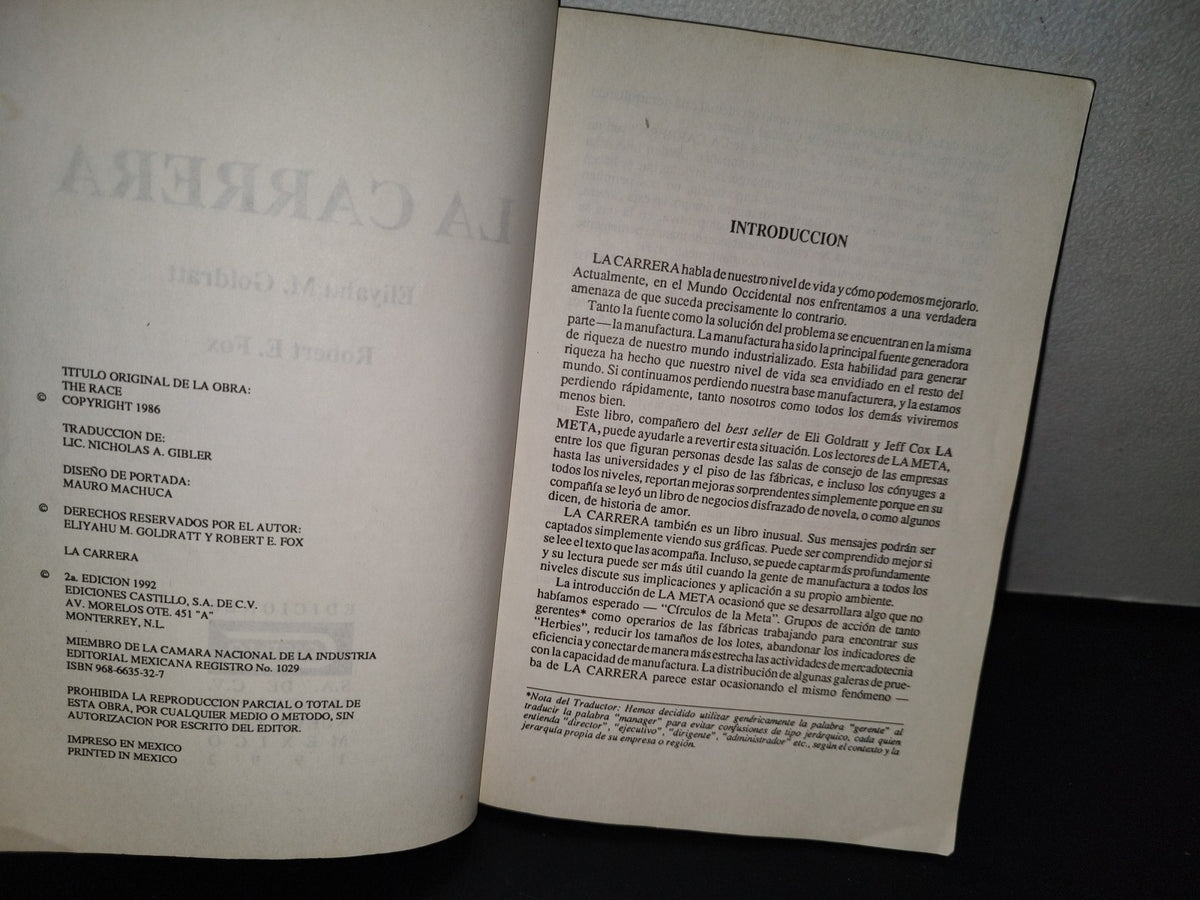 139- La Carrera - Eliyahu M. Goldratt, Robert E. Fox - Ediciones Castillo 1992