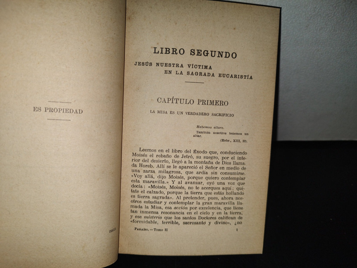 93- El Paraíso En La Tierra O El Misterio Eucarístico. Tomo Ii. Biblioteca Del Orador Sagrado 1921