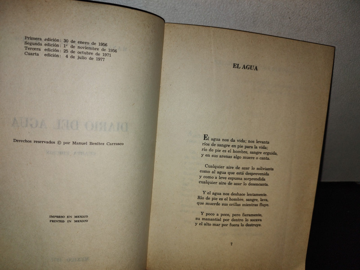 100- Diario Del Agua - Manuel Benítez Carrasco - 1977 - Firmado
