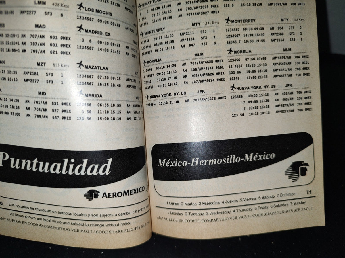 68- Aeroméxico. Itinerario - 2005