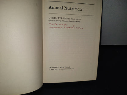 90- Animal Nutrition - Cyril Tyler. Chapman And Hall - 1964