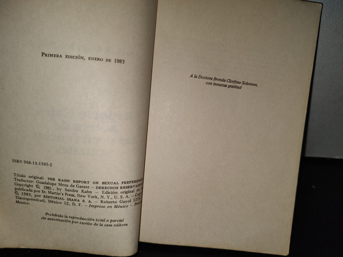 58- Reporte Kahn Acerca De Las Preferencias Sexuales - Sandra S. Kahn - Primera Edición 1983