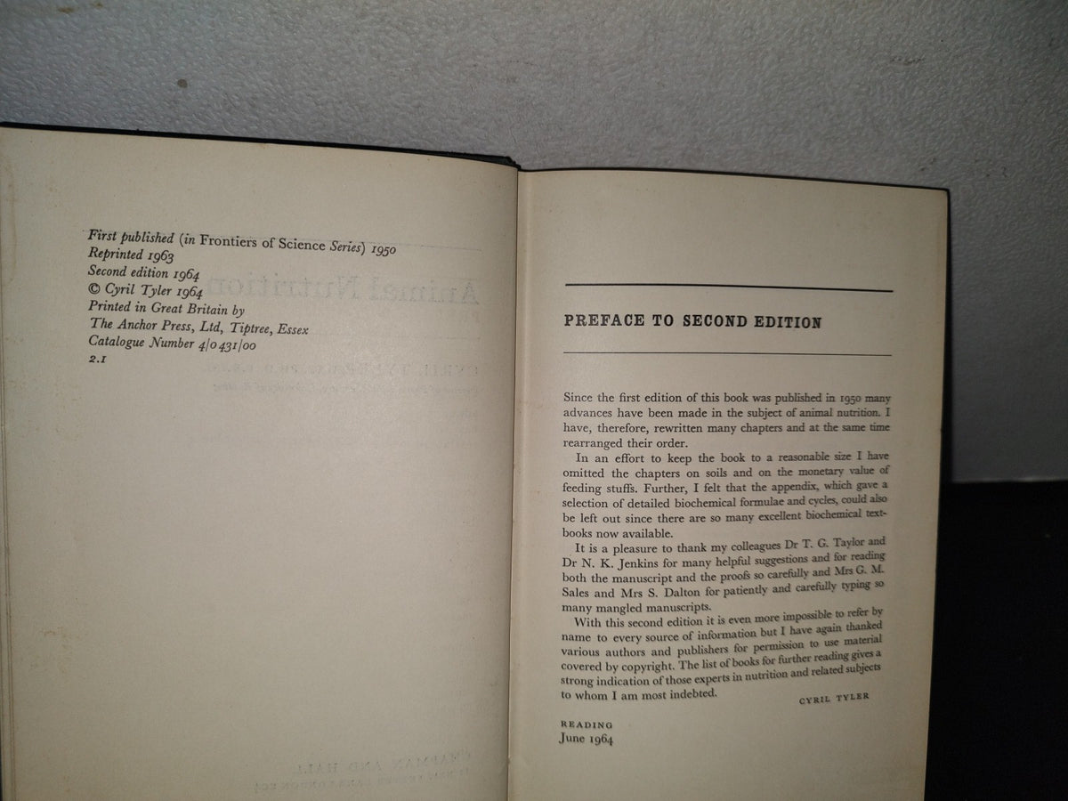 90- Animal Nutrition - Cyril Tyler. Chapman And Hall - 1964