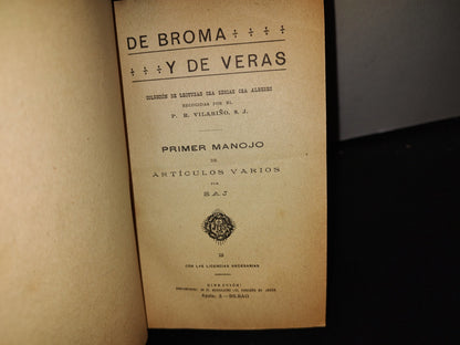 65- De Broma Y De Veras. Varias Obras De P. Villariño - 1900'S