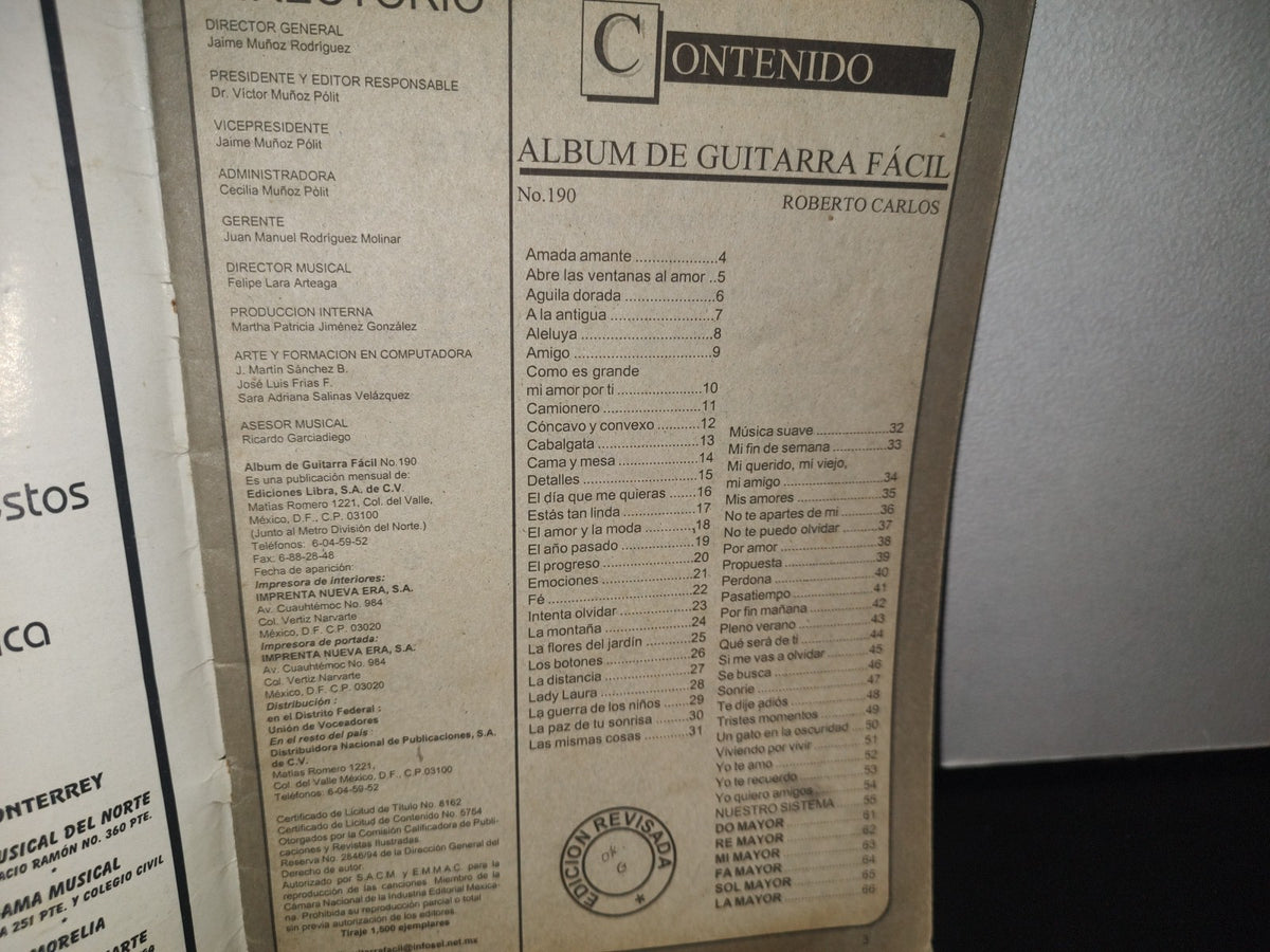 128- Guitarra Fácil Pressenta Su Álbum De: Roberto Carlos. No. 190, - 90'S
