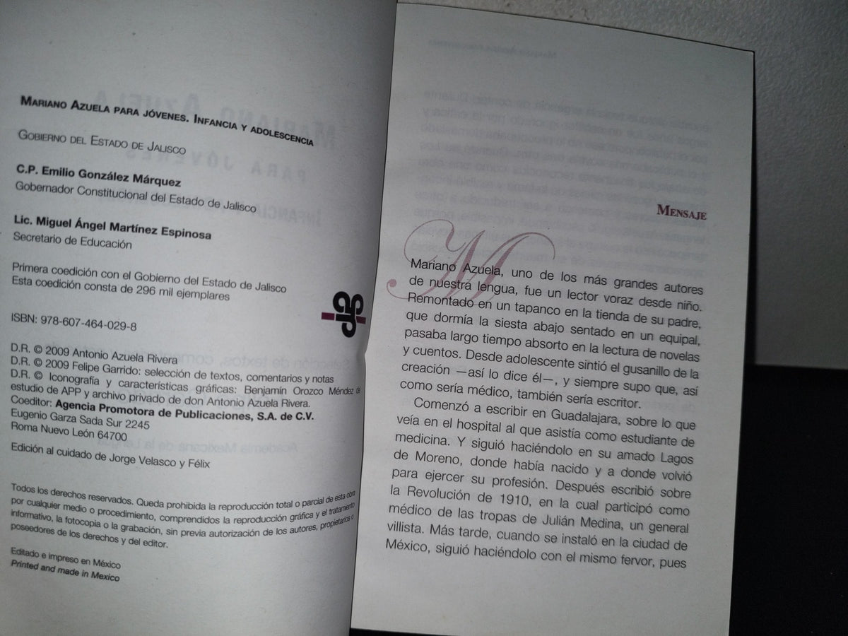 78- Mariano Azuela Para Jóvenes, Infancia Y Adolescencia. Gobierno De Jalisco - 1A. Ed. 2009