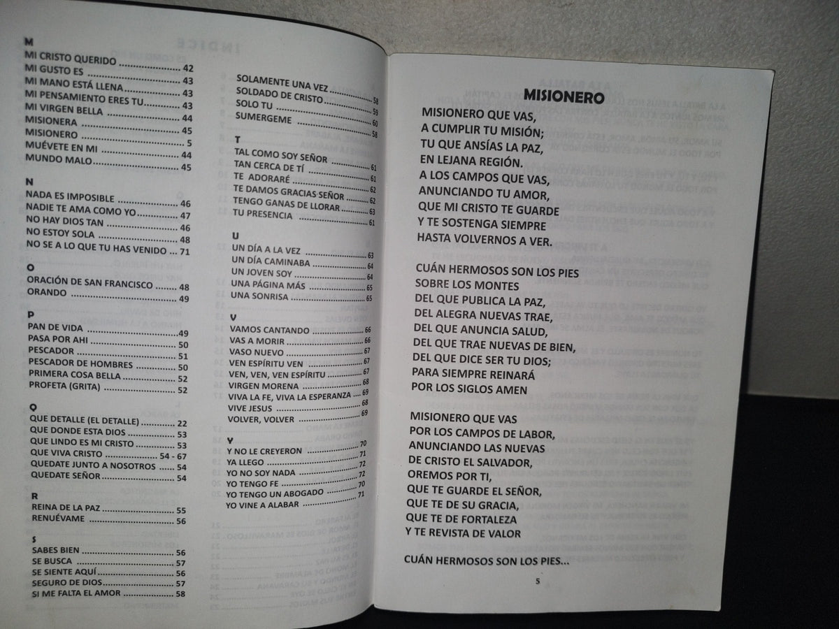 196- Libro De Cantos. Movimiento Misionero Católico