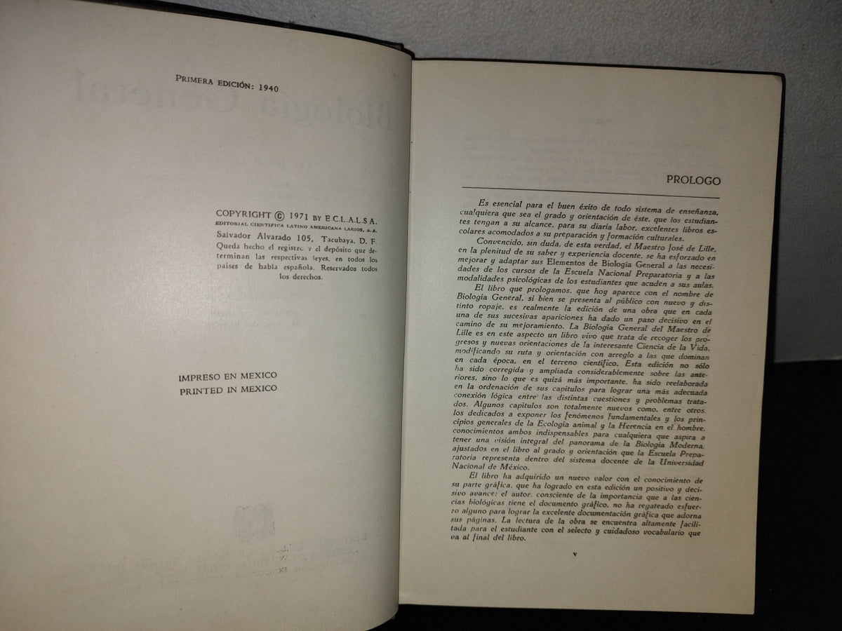 100- Biología General - Dr. José De Lille - 1971