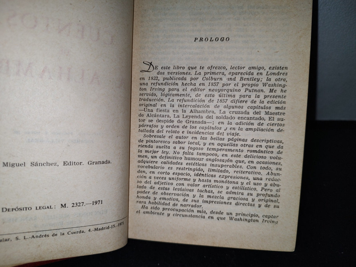 66- Cuentos De La Alhambra - Washington Irving - 1971 - Ediciones Miguel Sánchez