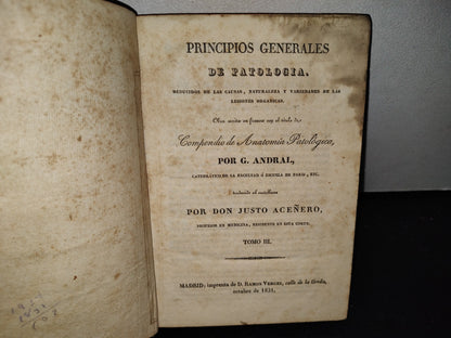 59- Principios Generales De Patología. Tomo III - G. Andral - 1831