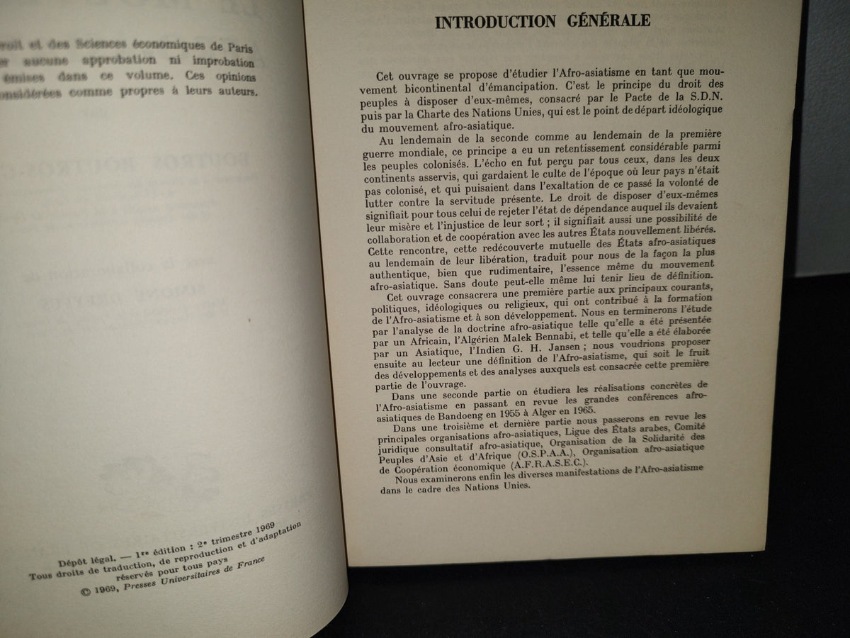 75- Le Mouvement Afro-Asiatique - Boutros Boutros-Ghali. Presses Universitaires De France, 1Er. Édition: 2. Trimestre 1969