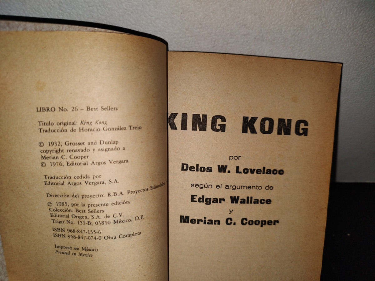 54- King Kong - Delos W. Lovelace - Bestsellers Origen/Planeta - 1985