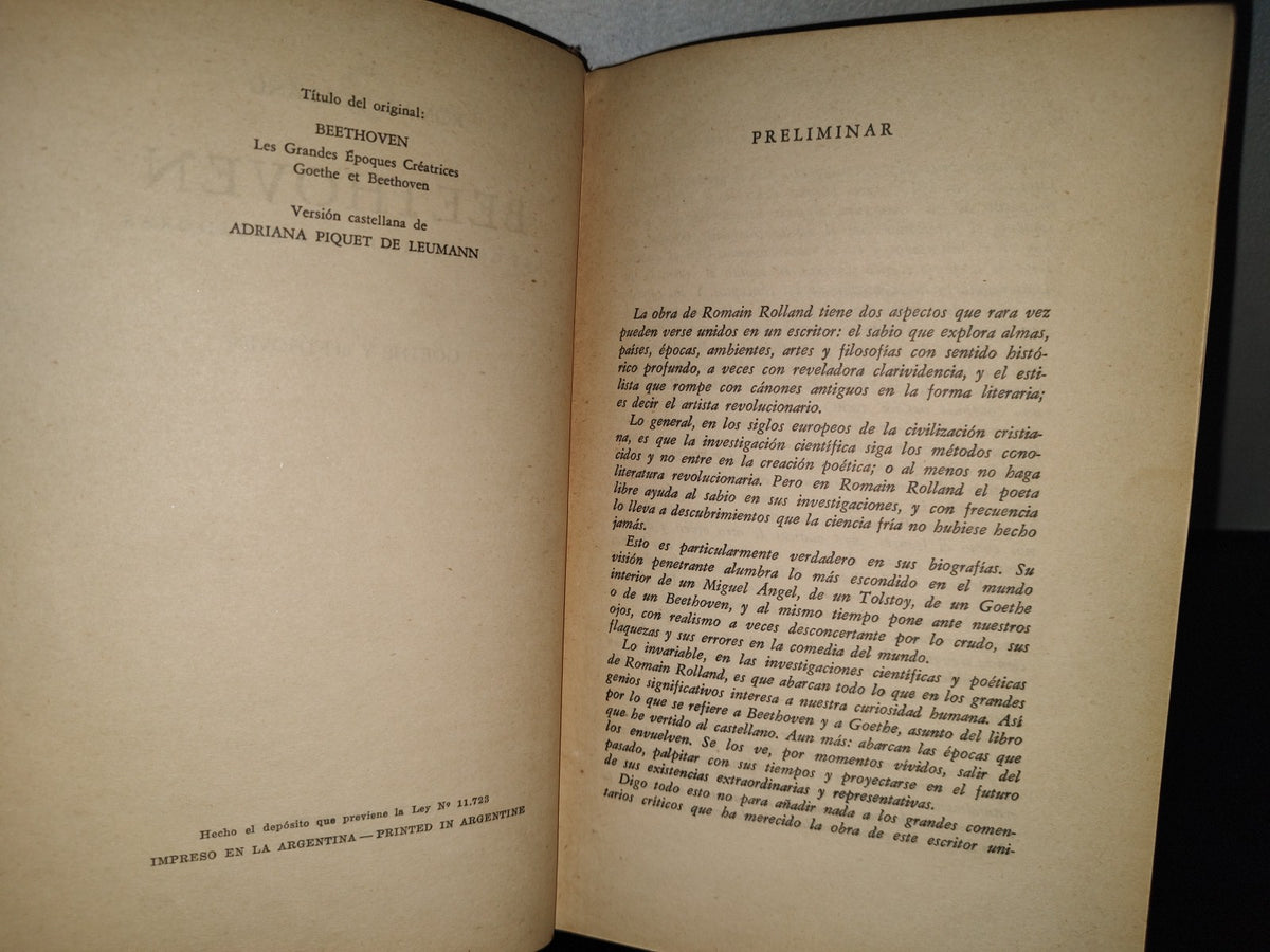 151- Beethoven. Las Grandes Épocas Creadoras. Goethe Y Beethoven - Romain Rolland - 1954