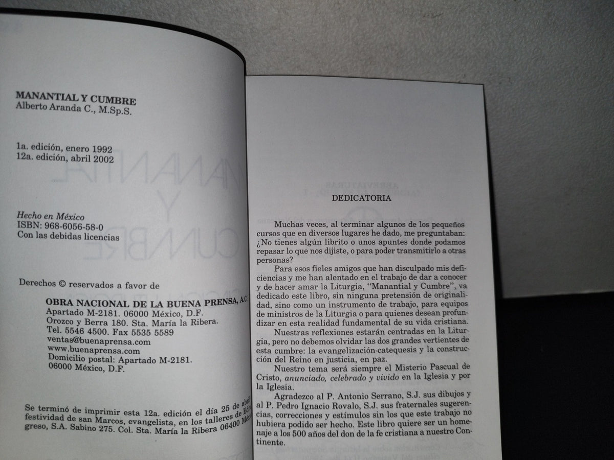 174- Manantial Y Cumbre. Iniciación Litúrgica - Alberto Aranda C. - 2002