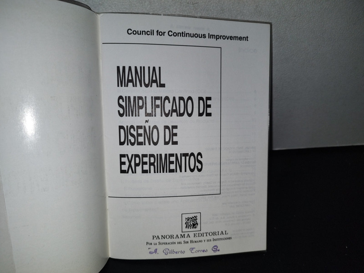 87-2- Manual Simplificado De Diseño De Experimentos. Council For Continuous Improvement
