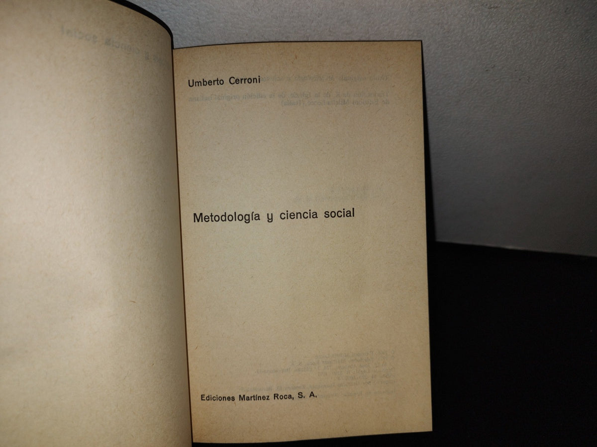 100- Metodología Y Ciencia Social - Umberto Cerroni - 1977