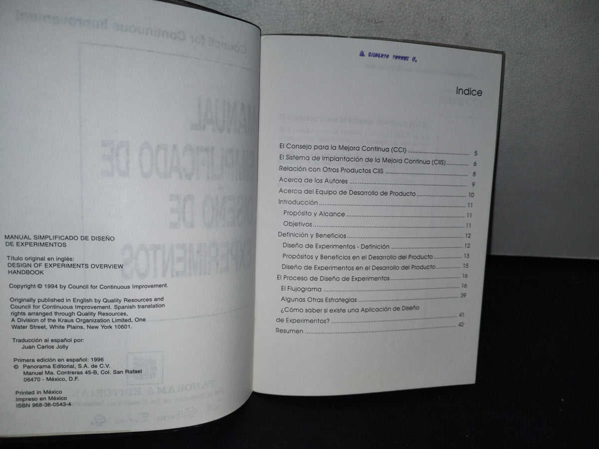 87-2- Manual Simplificado De Diseño De Experimentos. Council For Continuous Improvement