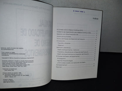 87-2- Manual Simplificado De Diseño De Experimentos. Council For Continuous Improvement