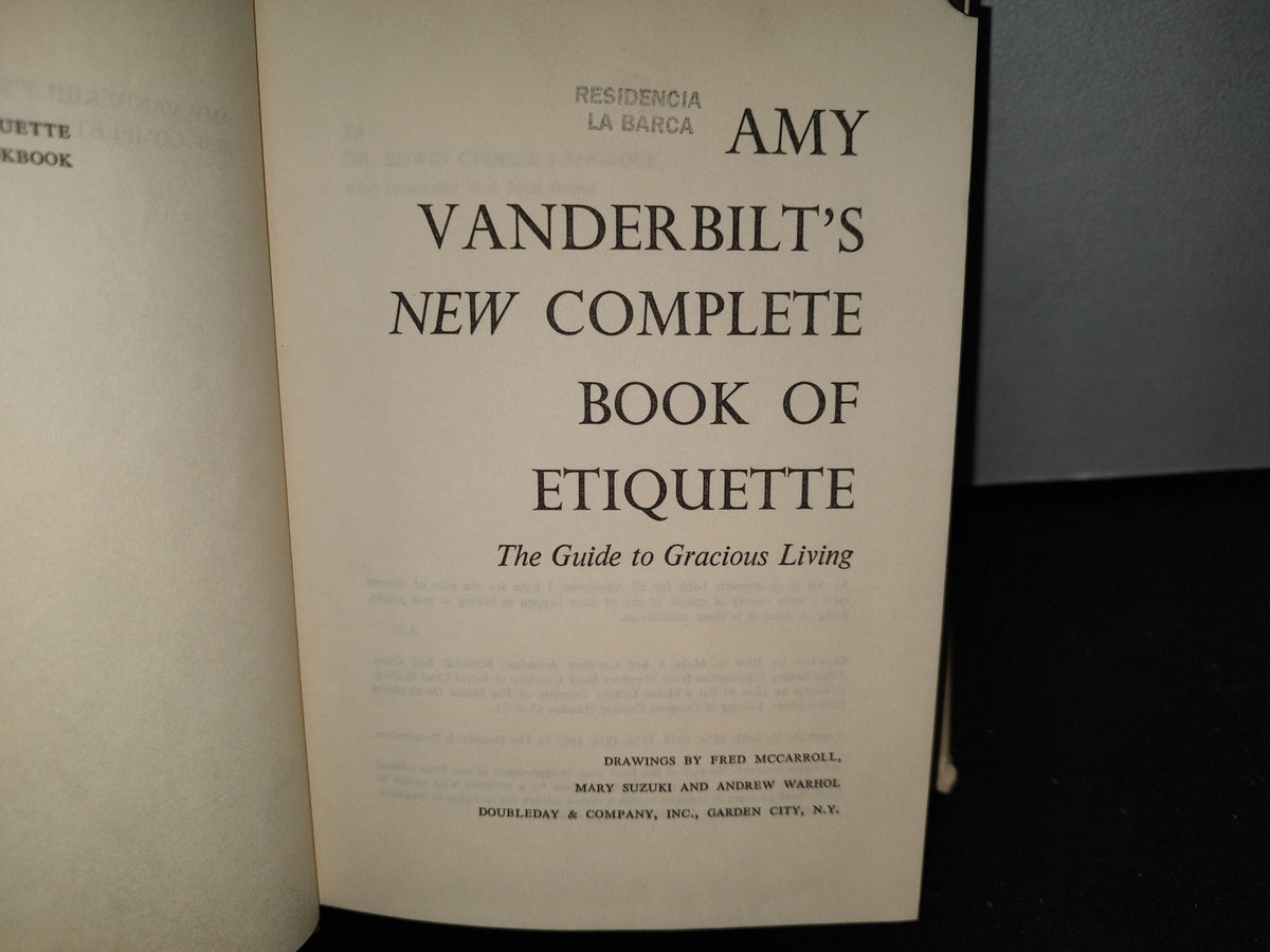54- Inglés. Libro De Etiqueta. Amy Vanderbilt'S New Complete Book Of Etiquette - 1963