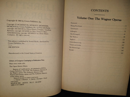 23- The Opera Libretto Library. The Authentic Texts Of The German, French And Italian Operas With Music Of The Principal Airs - Avenel Books. New York - 1980 By Crown Publishers, Inc.