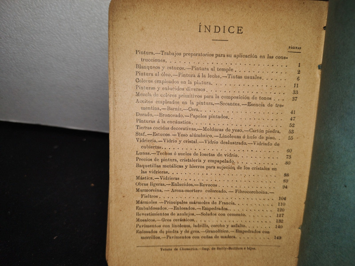 64- Pequeña Enciclopedia Práctica De Construcción 8. Pintura, Vidriería, Decoración, Empedrados, Embaldosados - Antonio Aguirre - 1899