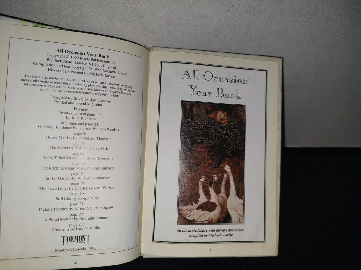 80- All Occasion Year Book. An Illustrated Diary With Literary Quotations - Tormont - 1992