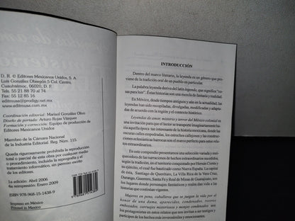 174- Leyendas De Amor, Misterio Y Terror Del México Colonial - Blanca Estela P. Mendoza - Editores Mexicanos Unidos, S. A. - 2009