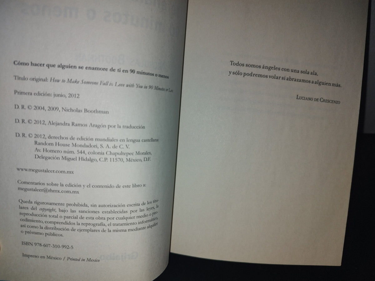 66- Cómo Hacer Que Alguien Se Enamore De Ti En 90 Minutos - Nicholas Boothman - Grijalbo, Primera Edición 2012