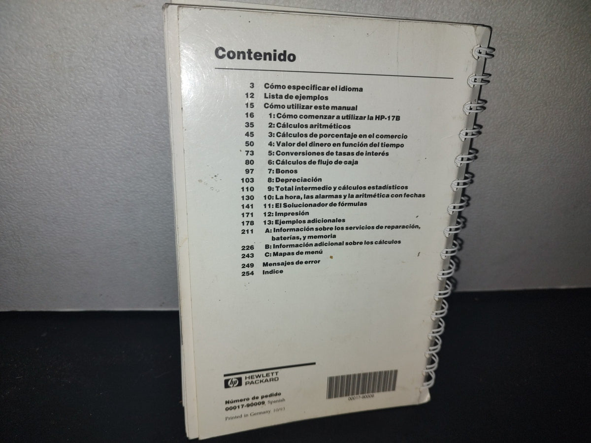 66- Hewlett Packard. Business Calculator. Manual Del Propietario. Hp-17B - Primera Edición 1987