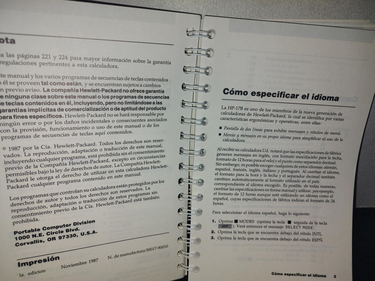 66- Hewlett Packard. Business Calculator. Manual Del Propietario. Hp-17B - Primera Edición 1987