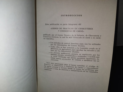 114- Métodos De Análisis De La Industria Charcutera - Editorial Acribia. Zaragoza - 1974